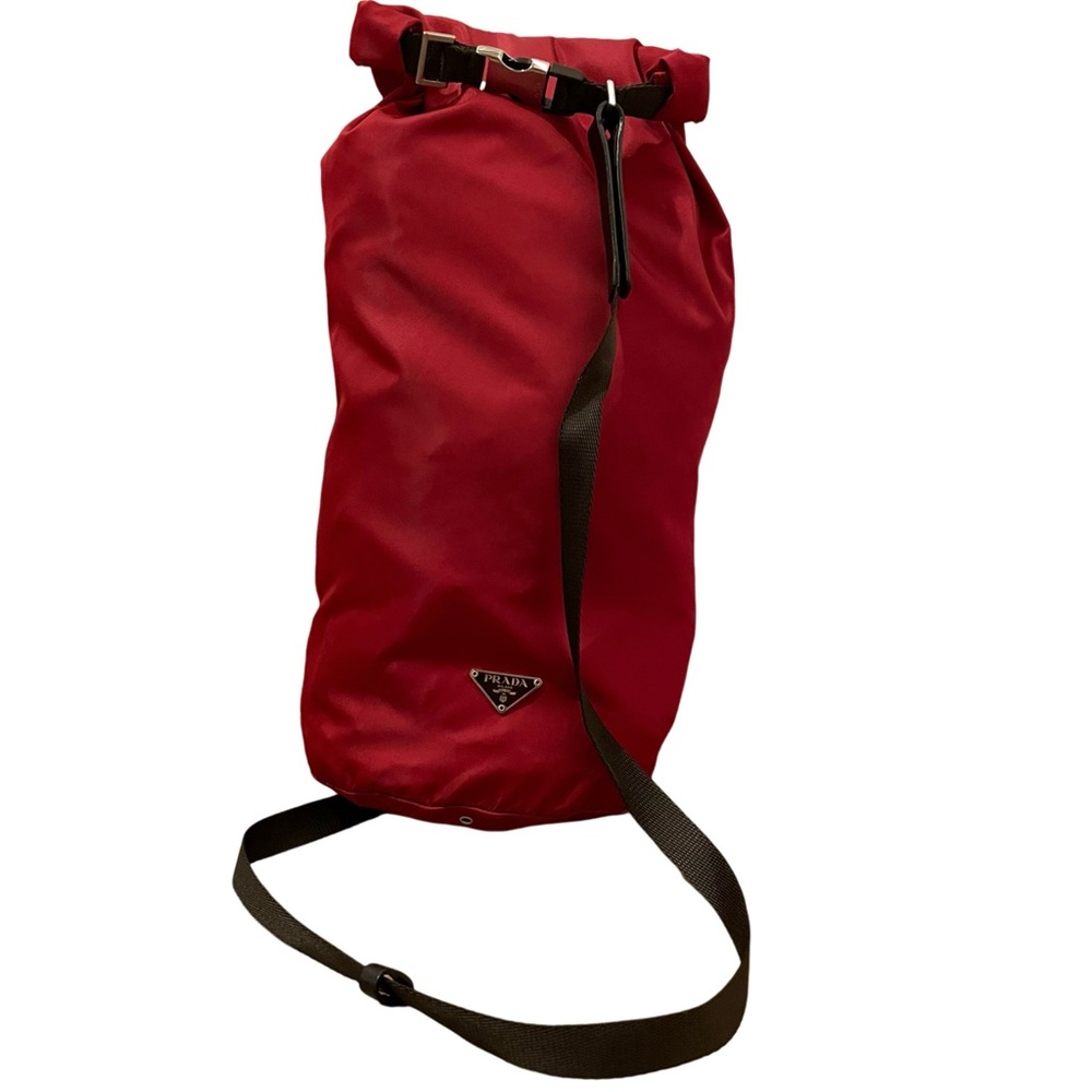 PRADA Tessuto Sling Bag Wine Holder, Red Re-Nylon, Cross Body Bag